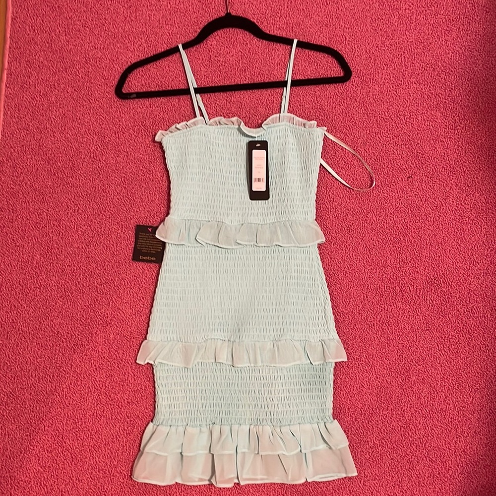 pastel blue bebe dress
